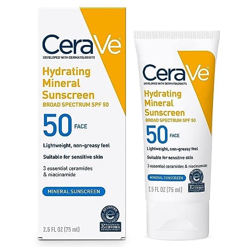 CeraVe Mineral Face Sunscreen SPF 50, Oil Free, Travel Size