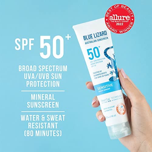 Blue Lizard Sensitive Mineral Sunscreen SPF 50 + 3-Pack Mineral Lip Balm SPF 15