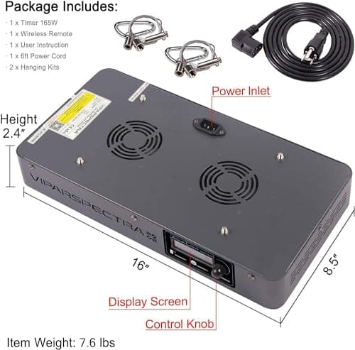 VIPARSPECTRA 165W Full Spectrum LED Reef Light for Saltwater Tanks