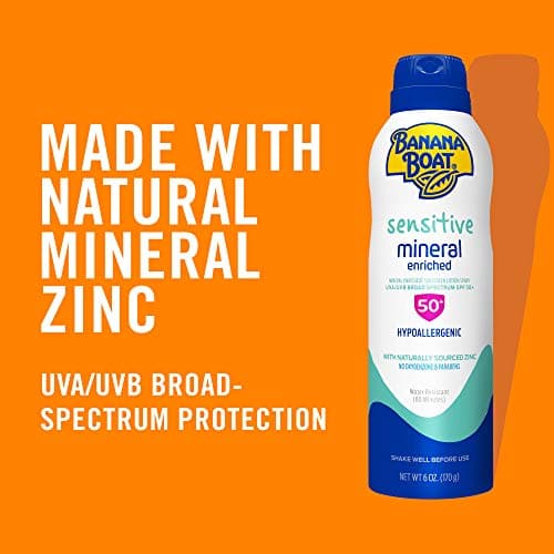 Banana Boat Mineral Enriched SPF 50, Broad Spectrum Sensitive Skin Spray, Twin Pack