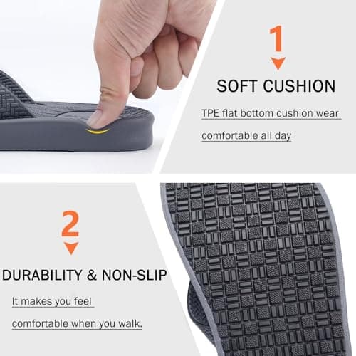 KuaiLu Mens Arch Support Summer Beach Flip FlopsComfortable Yoga Slippers