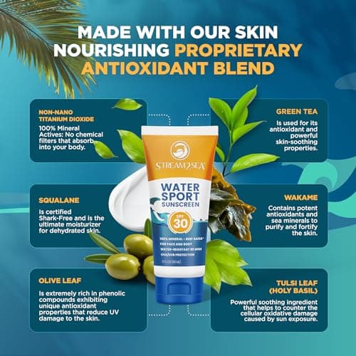 Stream2Sea Biodegradable SPF 30 Sunscreen - Reef Safe, Non-Greasy & Moisturizing, 3 Fl oz