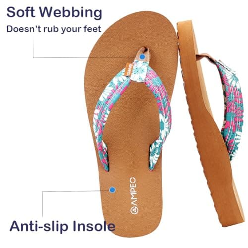 Ampeo Women's Arch Support Flip Flops Summer Beach Sandals
