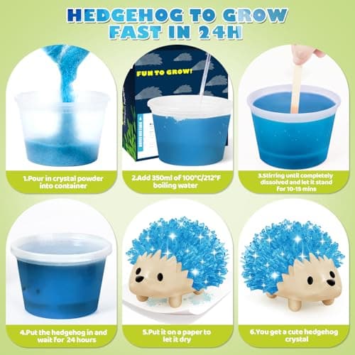 Sdaymol Crystal Growing Kit for Kids - Hedgehog Shapes in 24 HoursSTEM Science Experiments