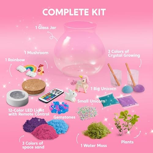 Klever Kits Unicorn Crystal Terrarium Kit for Kids Science Gifts