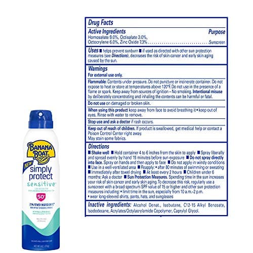 Banana Boat Mineral Enriched SPF 50, Broad Spectrum Sensitive Skin Spray, Twin Pack