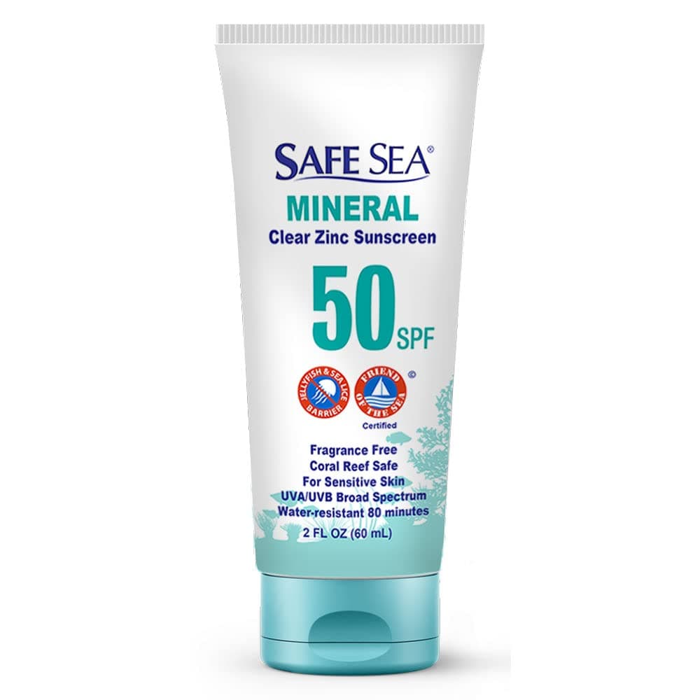 Safe Sea Zinc Oxide SPF 50 Mineral Face Sunscreen | Anti-Jellyfish Sting, 2 oz (60ml)