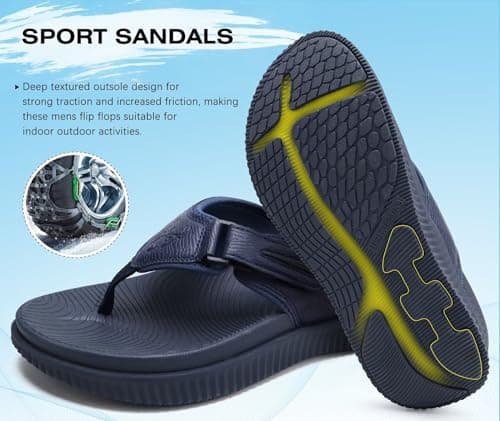 KuaiLu Men's Water Resistant Orthotic Flip Flops with Arch Support