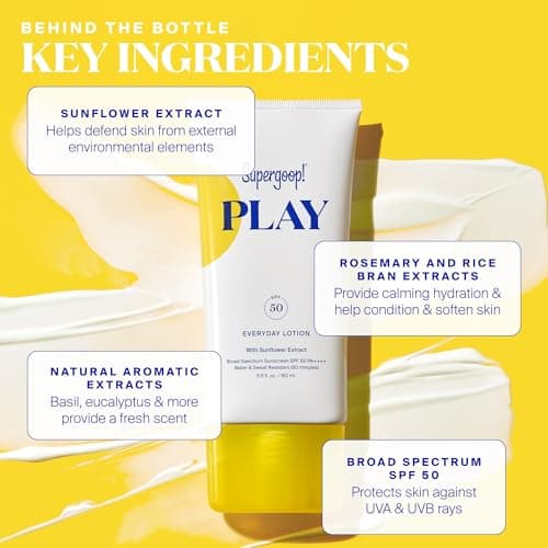 Supergoop! PLAY SPF 50 Everyday Lotion - Broad Spectrum Body & Face Sunscreen for Sensitive Skin