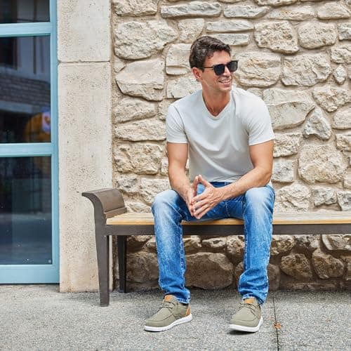 ASITVO Men's Wide Fit Canvas Loafers Casual Walking Shoes