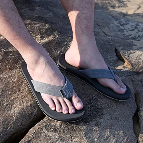 WateLves Men's Arch Support Flip-Flops for Summer Beach Pool Showers