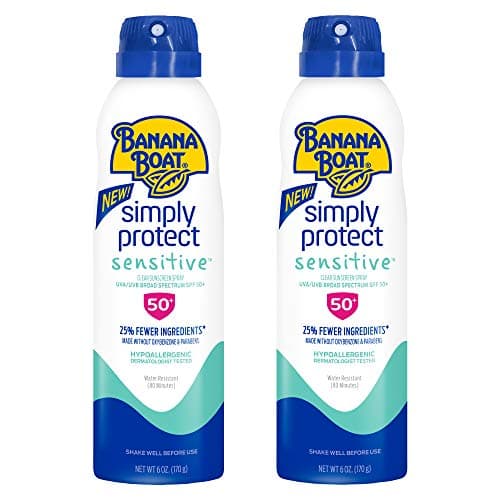Banana Boat Mineral Enriched SPF 50, Broad Spectrum Sensitive Skin Spray, Twin Pack
