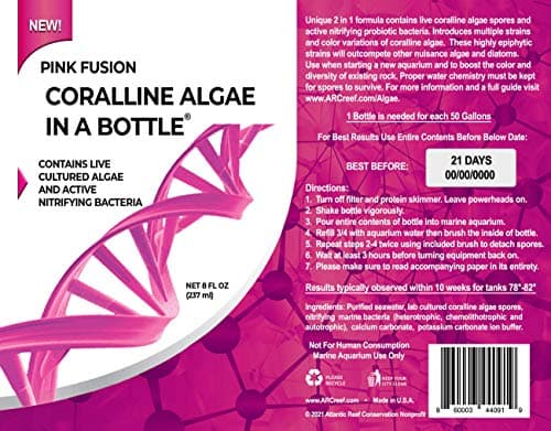 Pink Fusion Strain Coralline Algae + Nitrifying Bacteria for Saltwater Aquariums