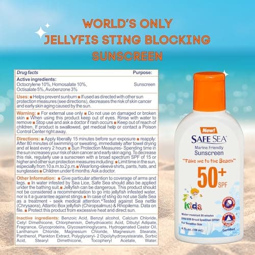 Safe Sea Jellyfish-Blocking Sunscreen SPF 50+ for Kids, 4oz, Waterproof & Biodegradable