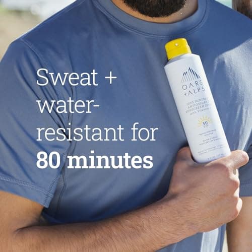 Oars + Alps SPF 50 Mineral Sunscreen Spray, Vitamin E & Antioxidants, Water & Sweat Resistant