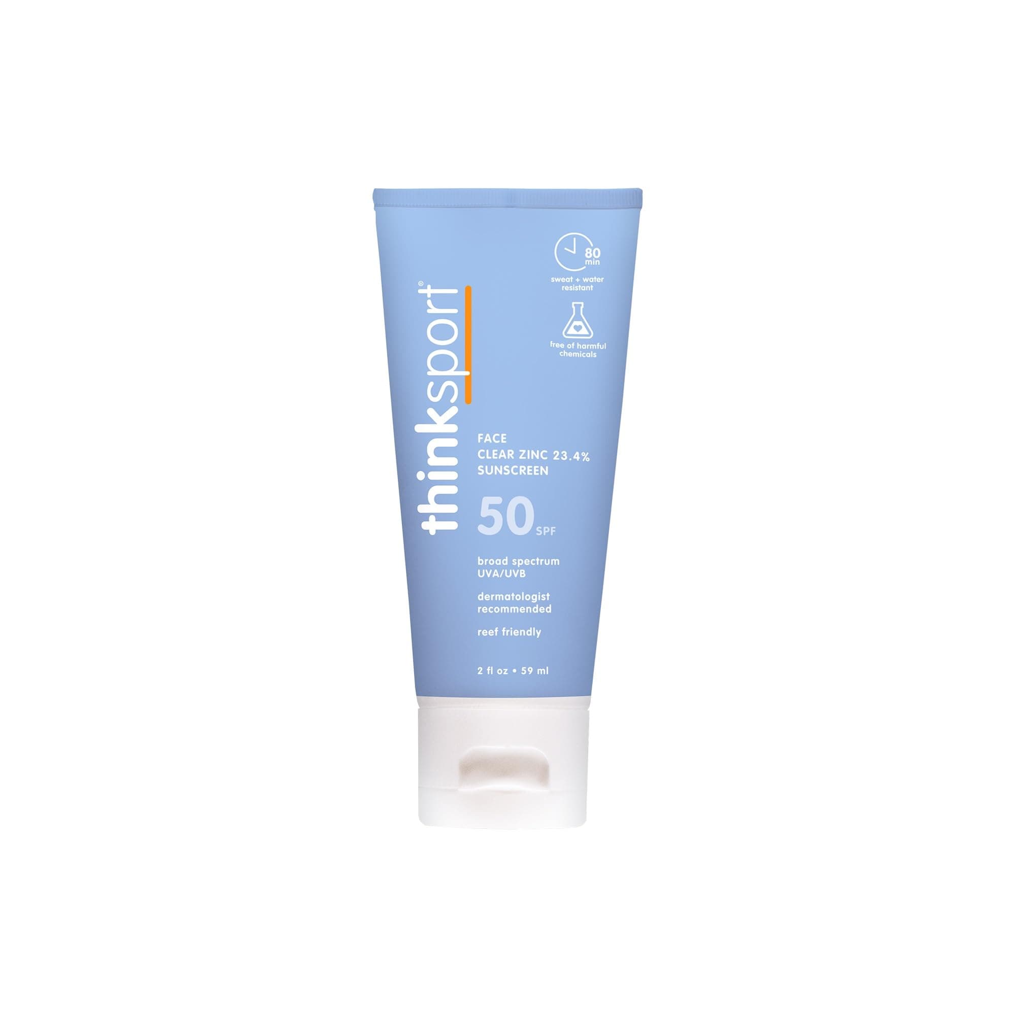 Thinksport Clear Zinc Oxide SPF 50 Sunscreen, 2 Fl Oz, Reef Safe