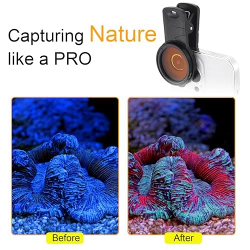 5 Pcs Coral Viewing Glasses with UV Filter Kit, 37mm Macro Lens, Yellow & Orange