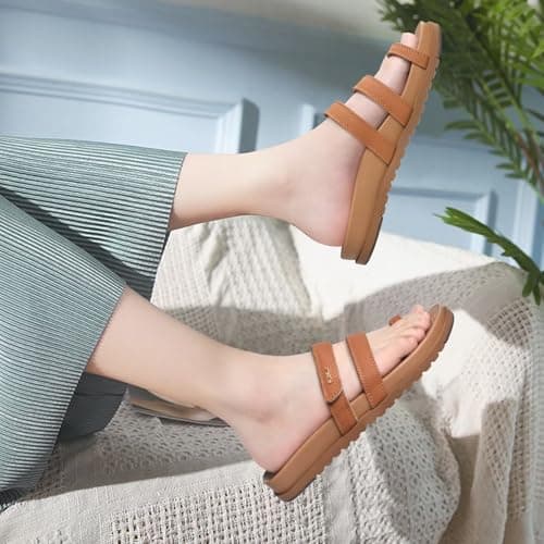 KuaiLu Adjustable Plantar Fasciitis Arch Support Slides for Women