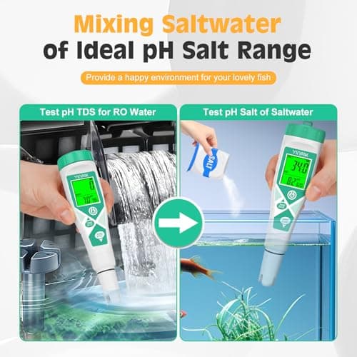 Salt pH Tester for Aquariums, Pools, and Hydroponics 5-in-1 TDS EC Salinity Meter