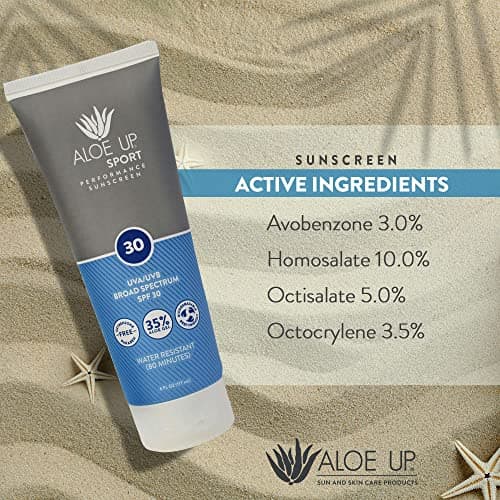 Aloe Up Sport Sunscreen Lotion SPF 30 - Broad Spectrum UVA/UVB Protection - 6 Oz.