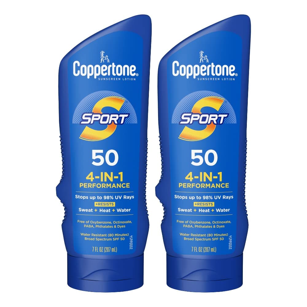 Coppertone SPORT Sunscreen SPF 50, Water Resistant, Bulk Pack, 2 x 7 Fl Oz Bottles