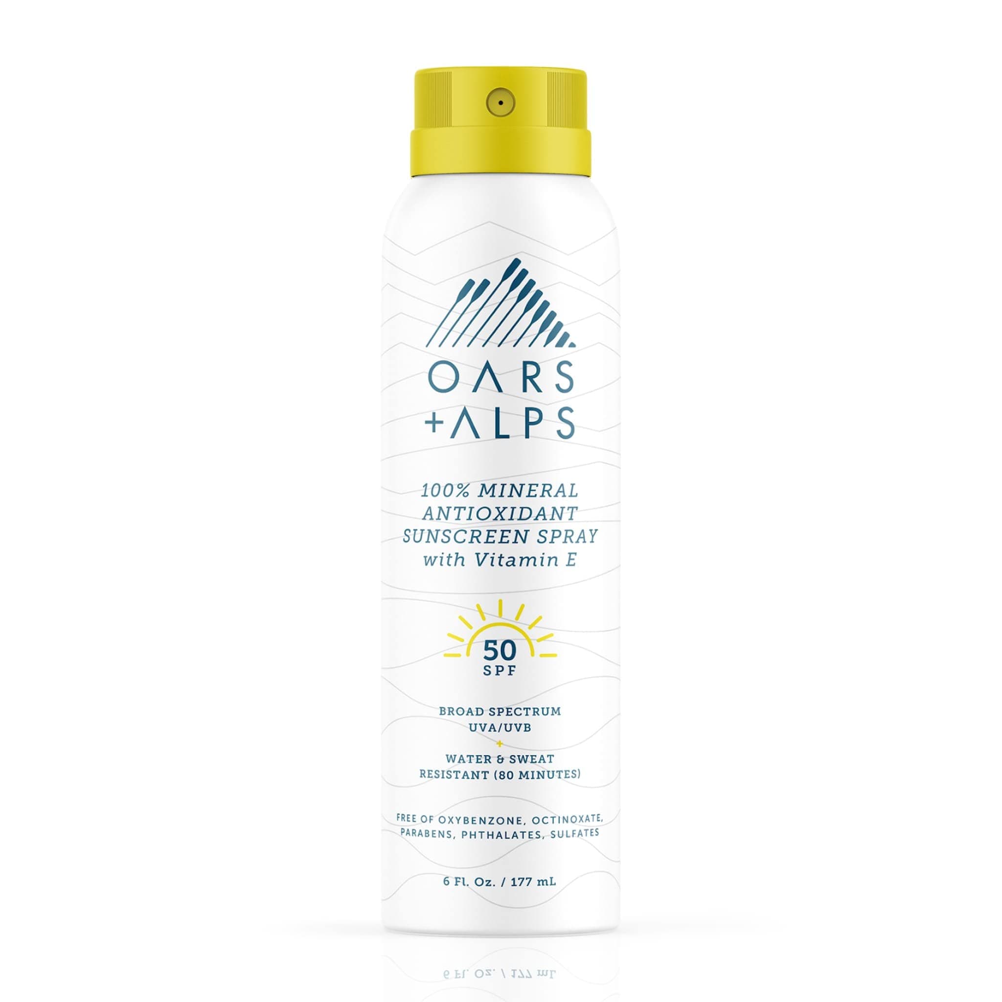 Oars + Alps SPF 50 Mineral Sunscreen Spray, Vitamin E & Antioxidants, Water & Sweat Resistant