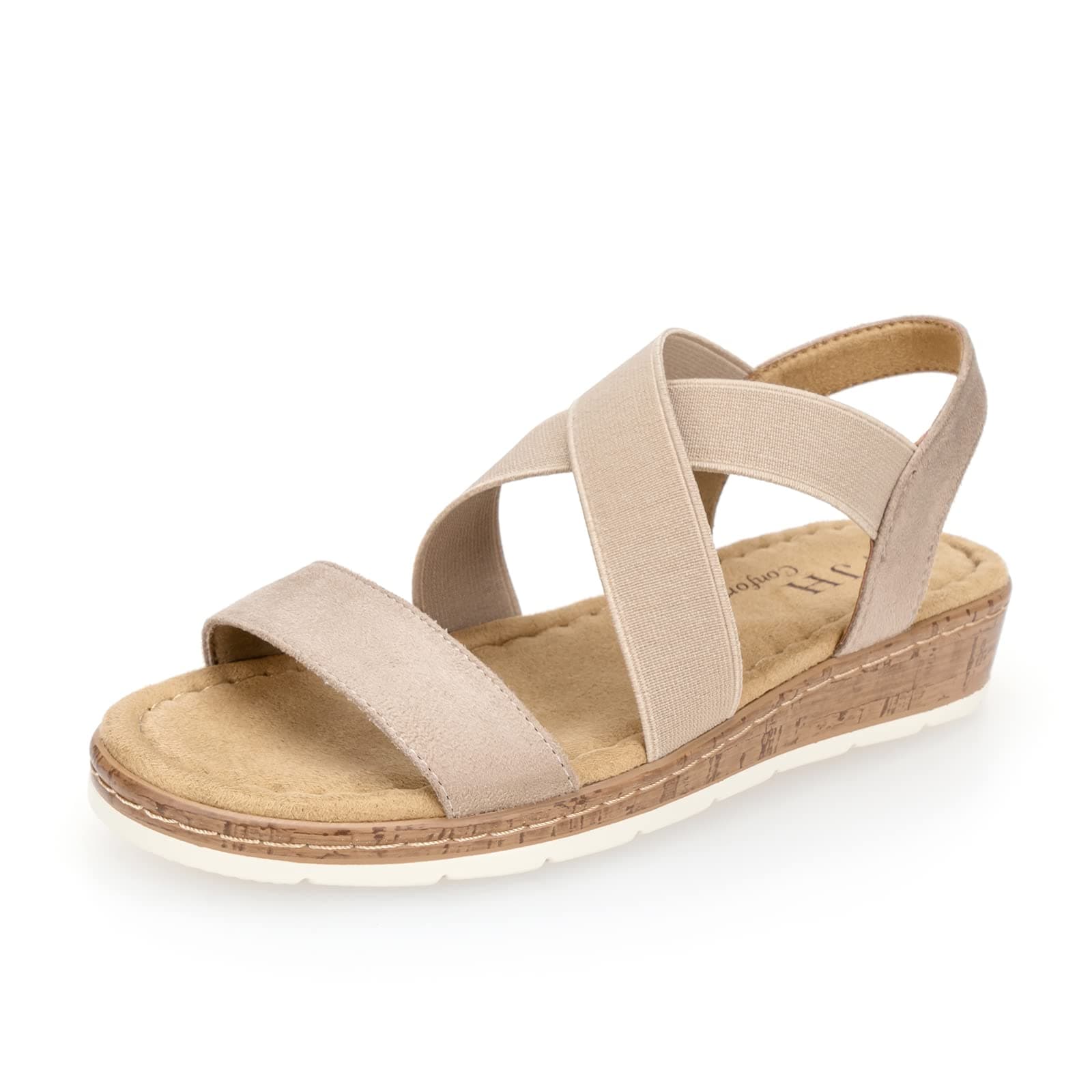 VJHComfort Women's Slip-On Elastic Ankle Strap Slingback Sandals