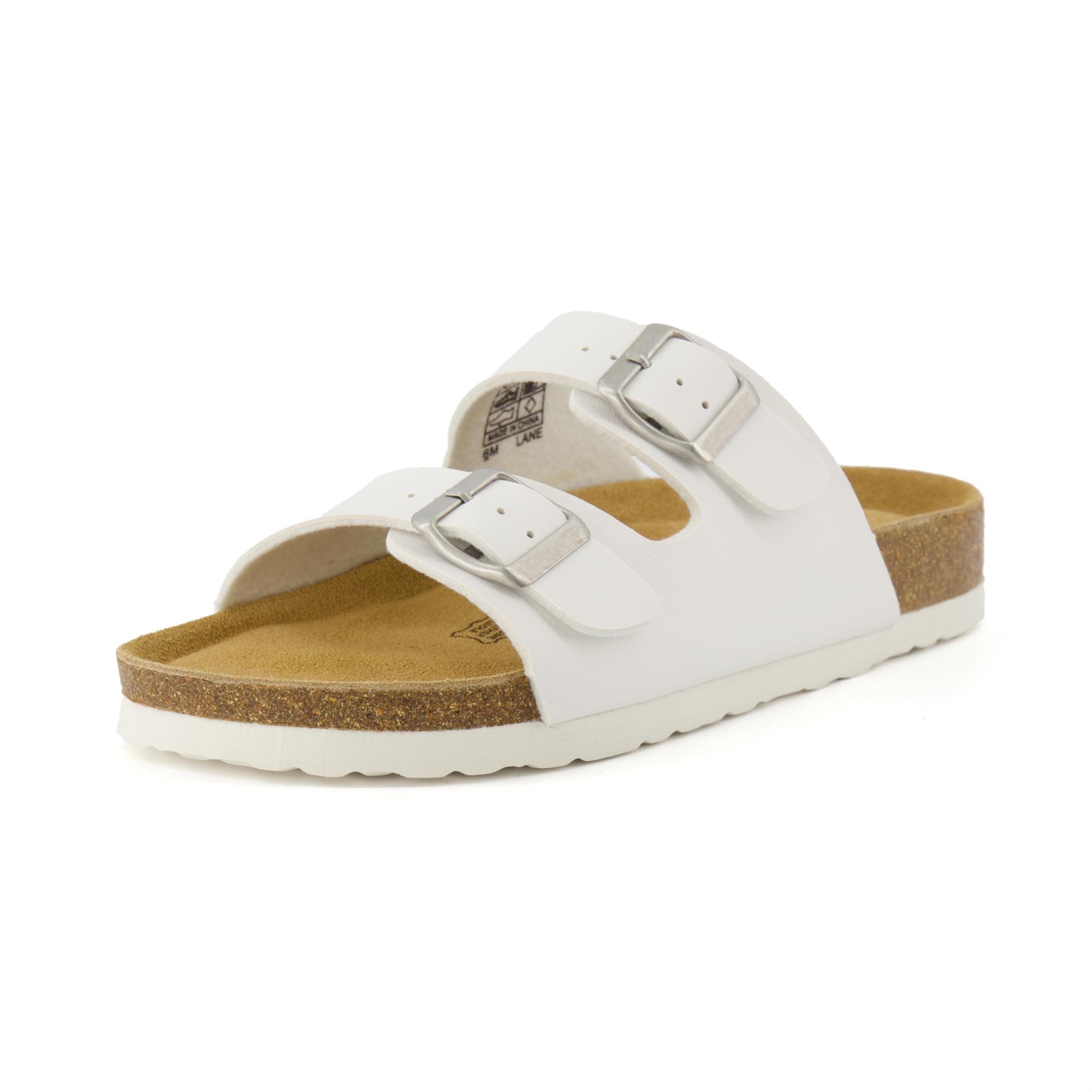 CUSHIONAIRE Lane Cork Footbed Sandals for Women – Comfortable Slip-OnSlides with Suede & Arch Support