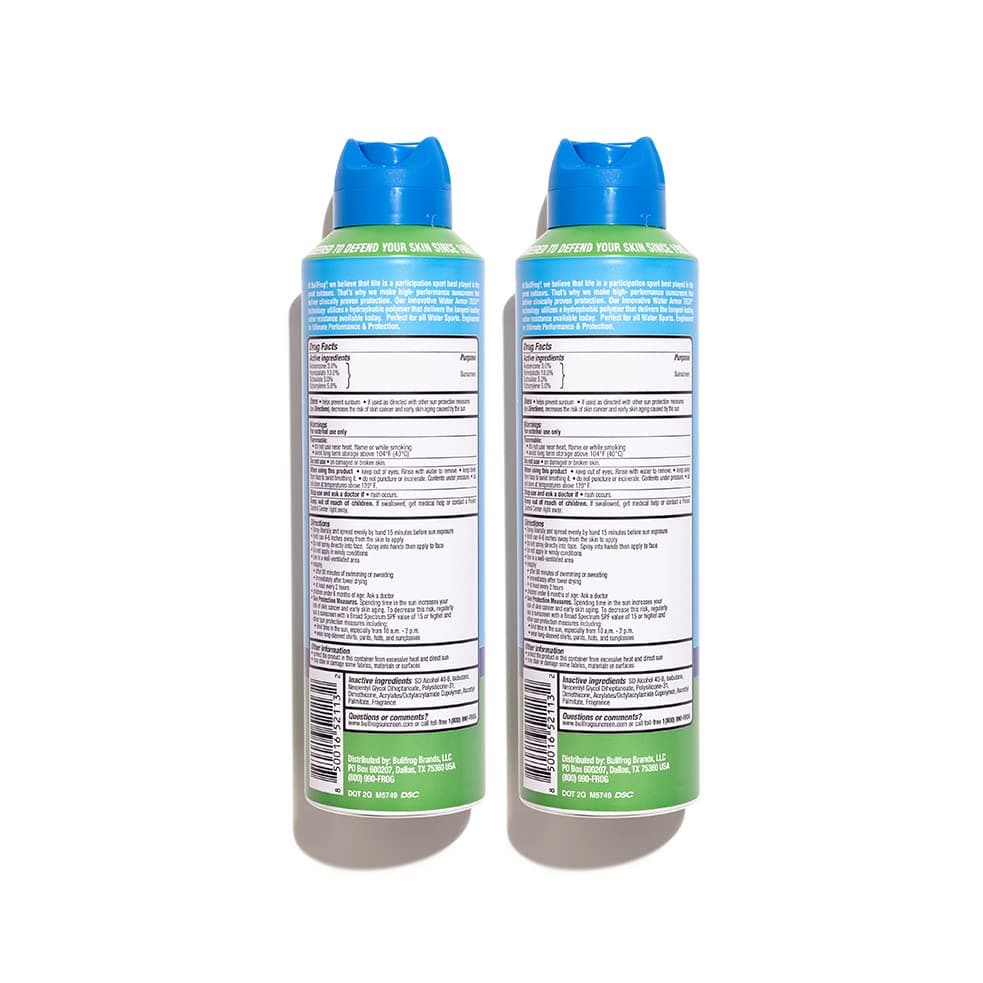Bullfrog Quik Spray Sunscreen SPF 50, Broad Spectrum Moisturizing, 2 Pack
