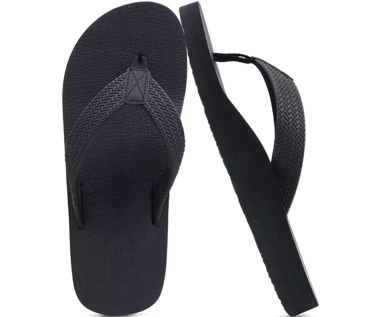 KuaiLu Men's Leather Arch Support Flip Flops for Summer Beach Pool Sprint