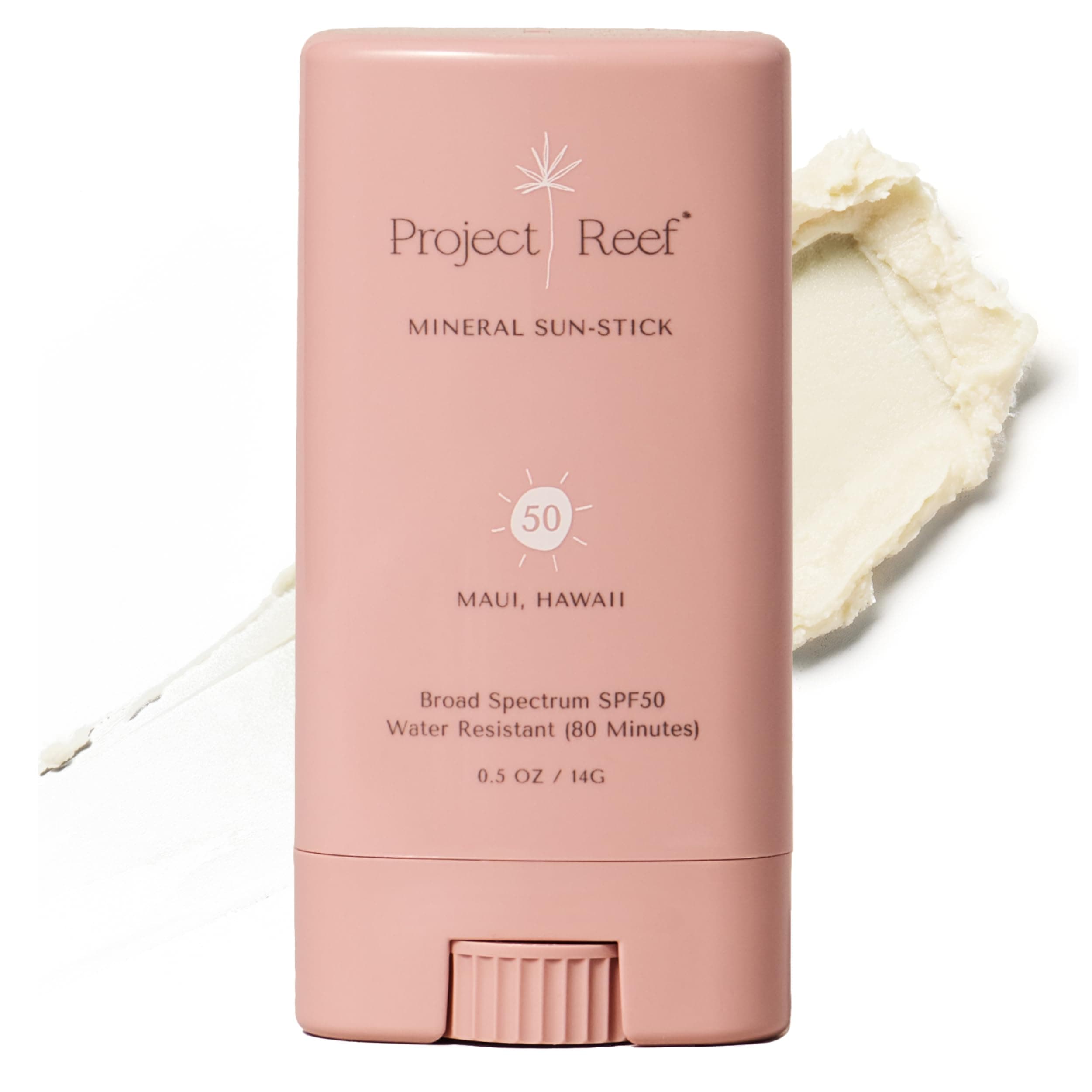 Vegan, Reef Safe SPF 50 Mineral Face Sunscreen Stick - No White Residue