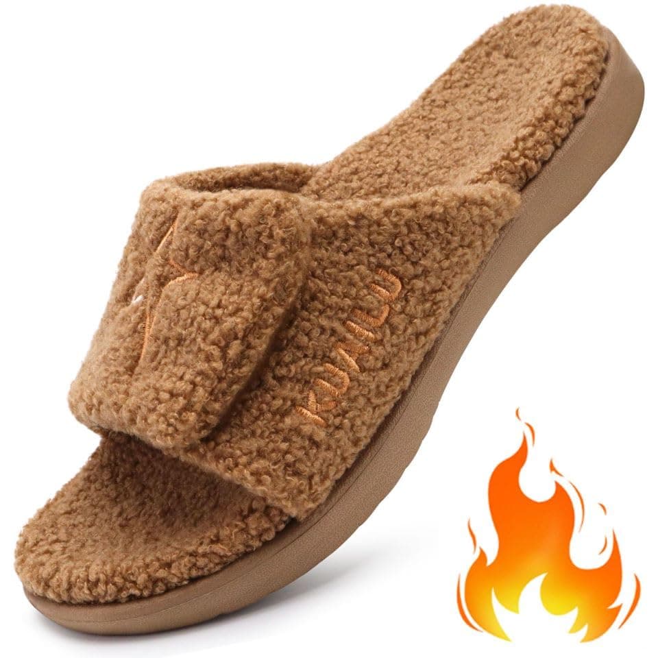 KuaiLu Mens Soft Cushion Arch Support Slides for Plantar Fasciitis Summer Slippers Size 7-15