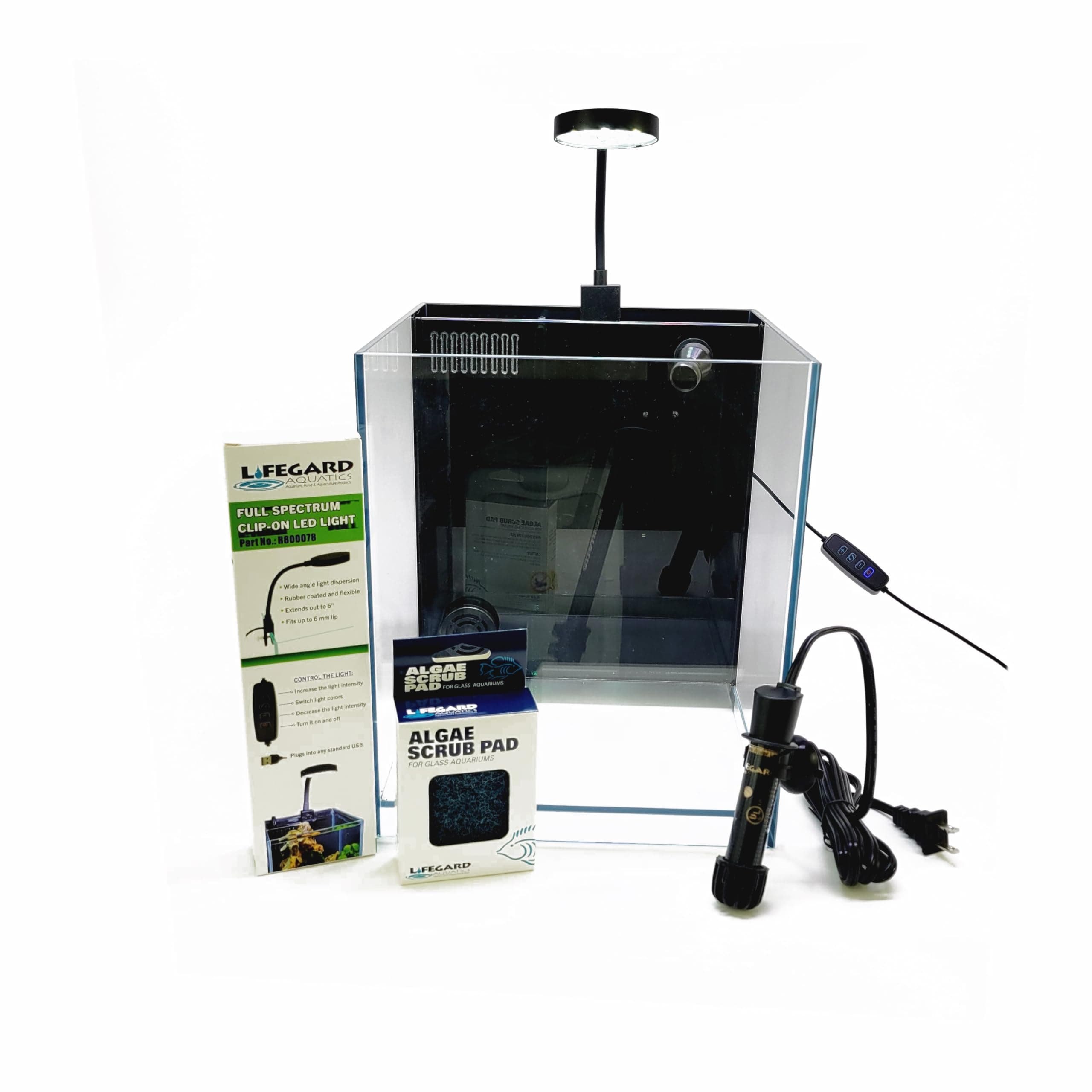 LIFEGARD Low Iron Clear Crystal Aquarium with Built-in Filter – 1.2 GPH Direct Jet Flow