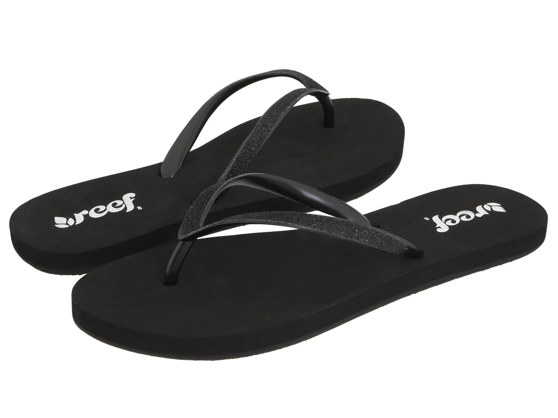 REEF Women's Stargazer Glitter Flip Flops | Soft Cushion, Waterproof (5 M US, Black)