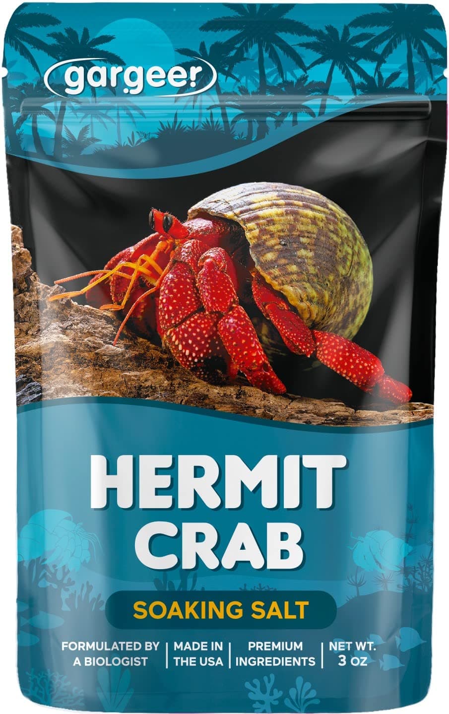 Hermit Crab Soaking Salt with Calcium & Minerals, USA-Made, No Additives.