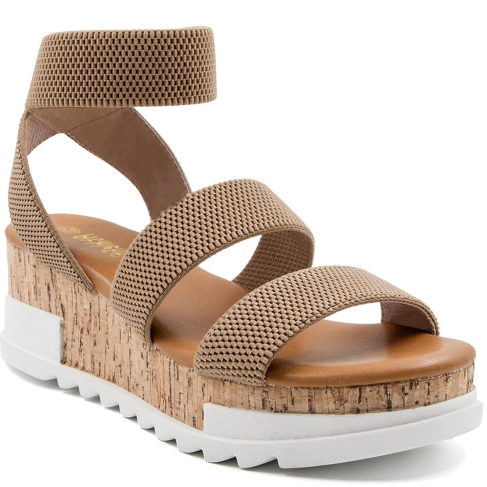Athlefit Women's Wedge Sandals with Cork Strap Platform