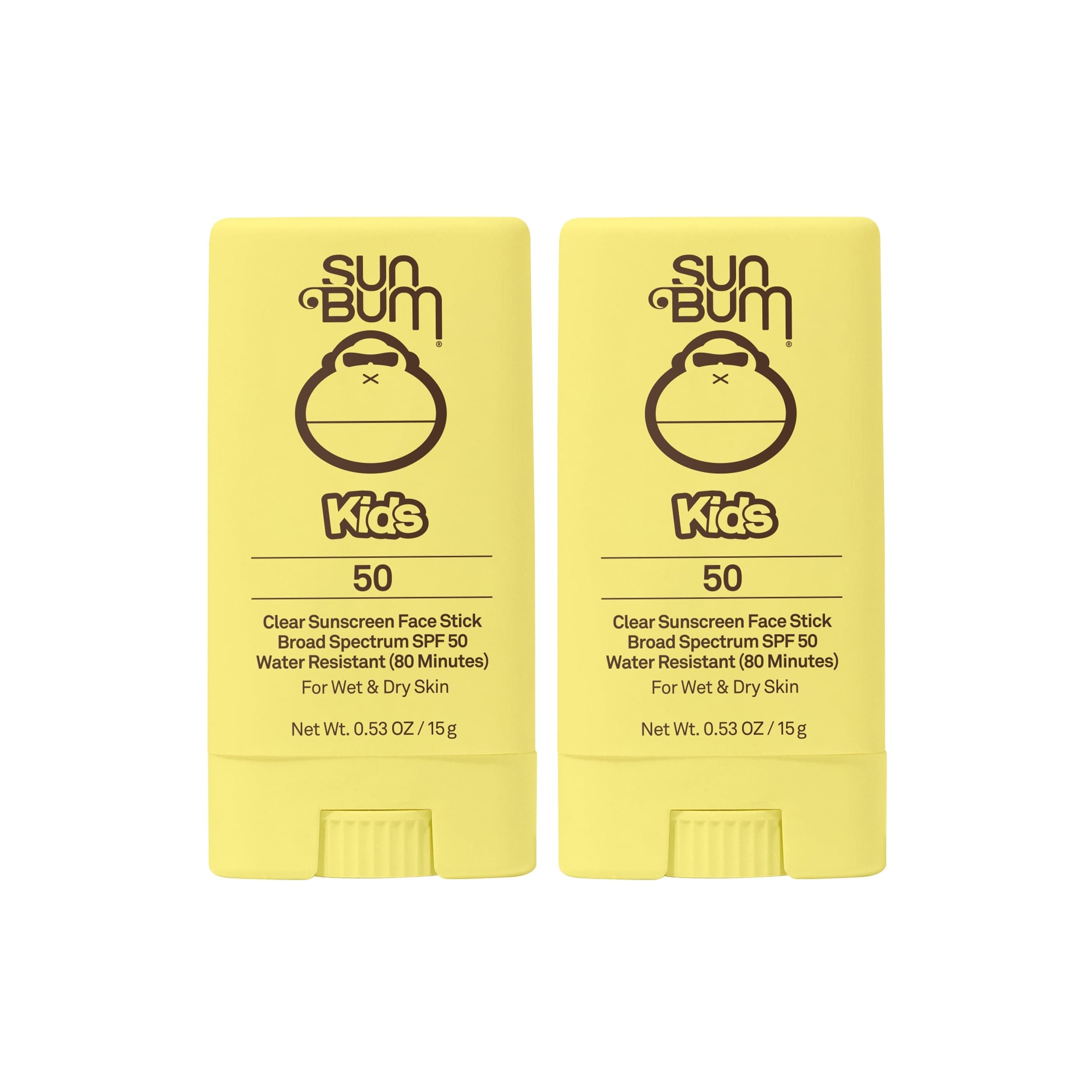 Sun Bum Kids SPF 50 Clear Face Stick | Reef Act Compliant | 0.53 oz (Pack of 2)