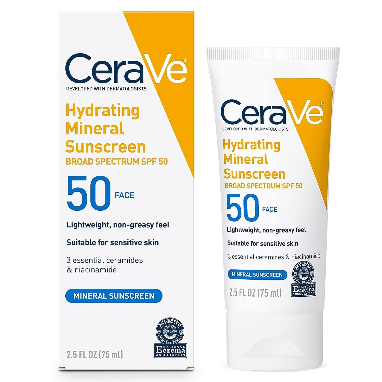 CeraVe Mineral Face Sunscreen SPF 50, Oil Free, Travel Size