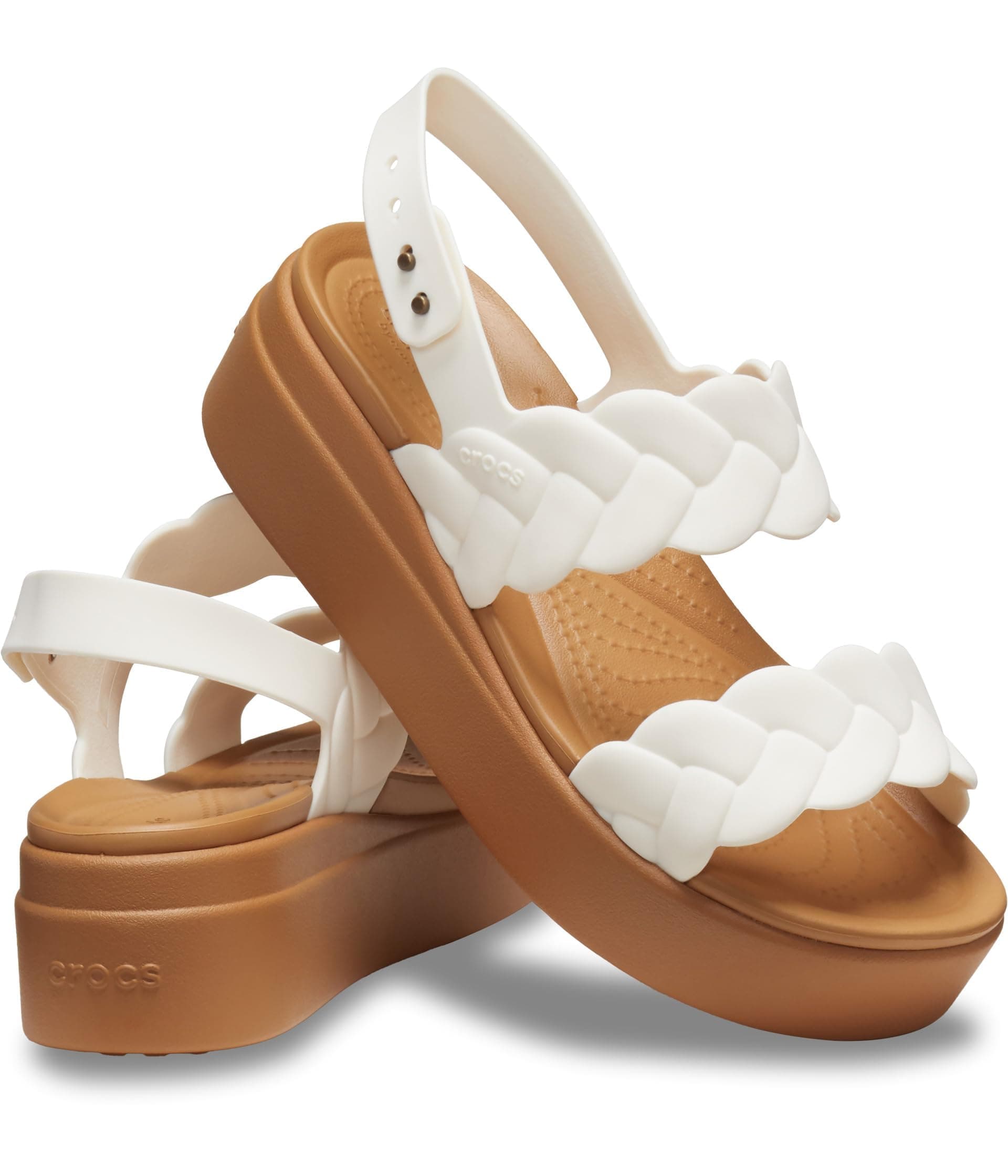 Crocs Women's Brooklyn Low Wedge Sandal, Chalk Woven, Size 7