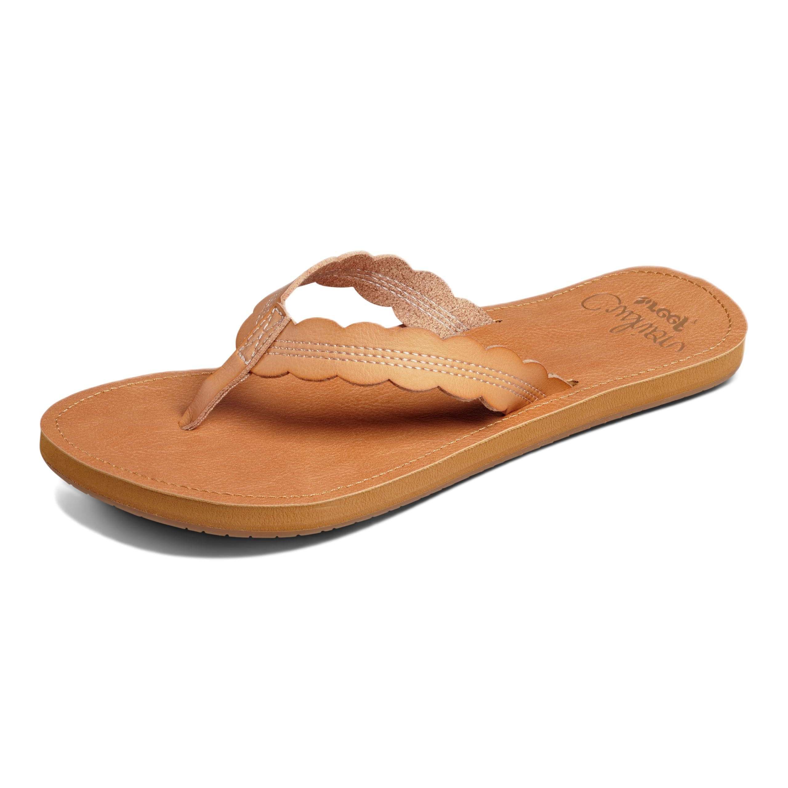 REEF Women's Vegan Leather Scallop Flip Flop with Soft Cushion Footbed