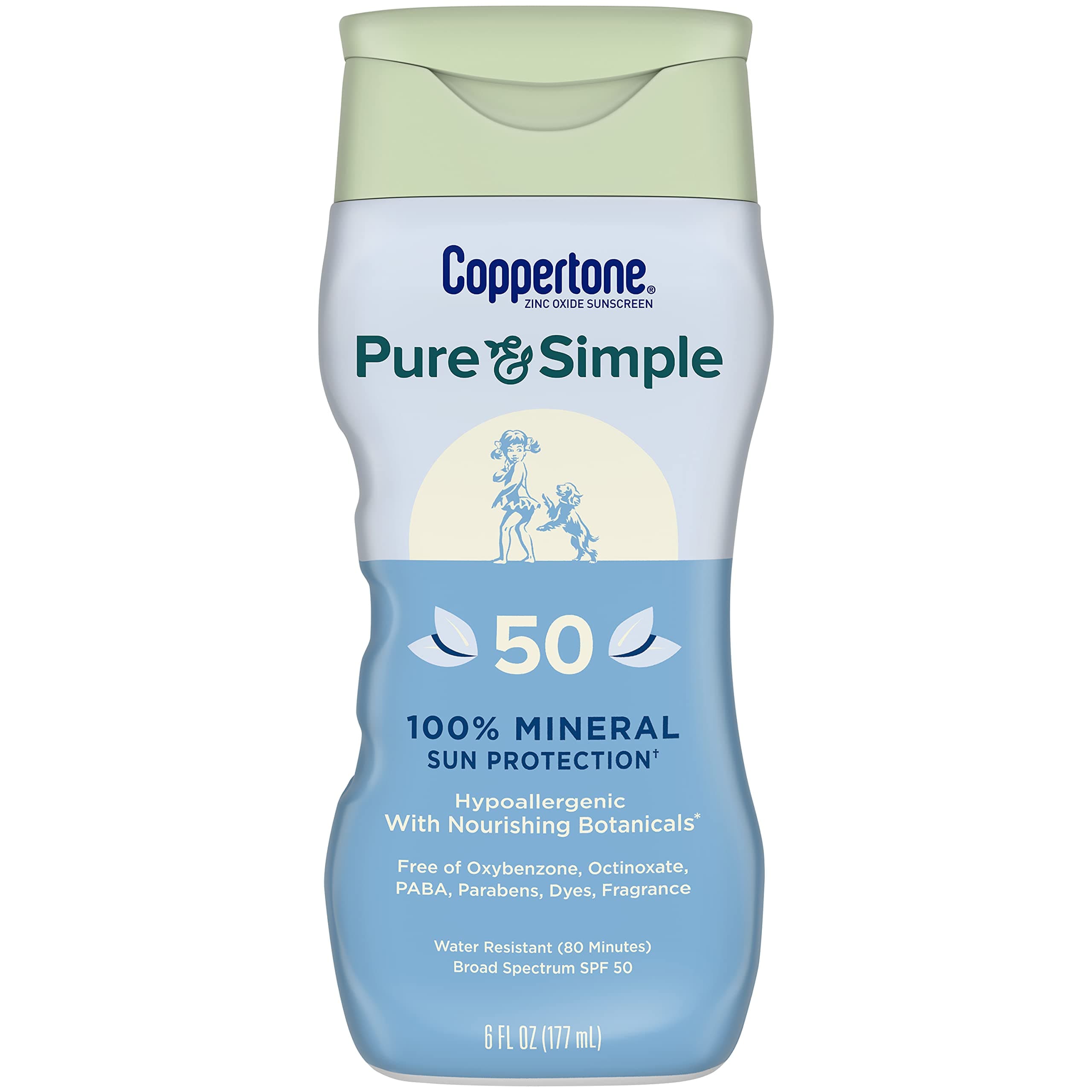 Coppertone Pure & Simple Broad Spectrum SPF 50 Sunscreen Lotion, 6 Oz