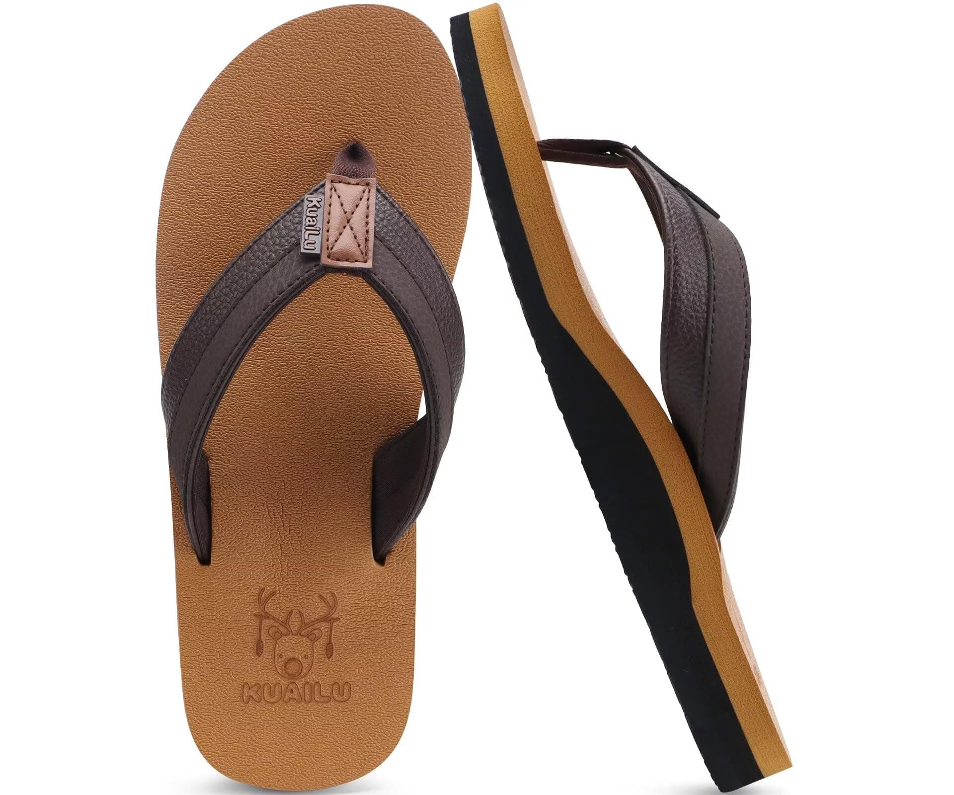 KuaiLu Men's Yoga Mat Flip Flops with Arch Support Cushion Comfort