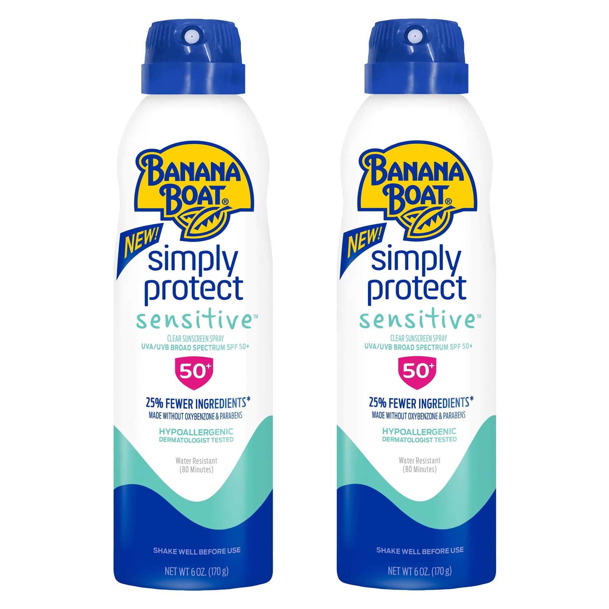 Banana Boat Mineral Enriched SPF 50, Broad Spectrum Sensitive Skin Spray, Twin Pack