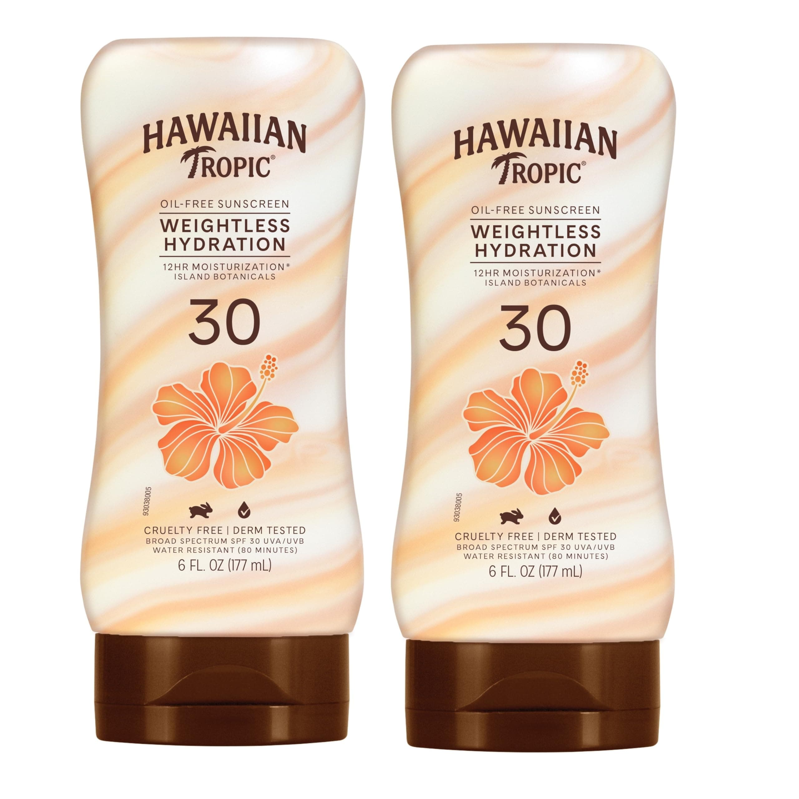 Hawaiian Tropic Weightless Hydration SPF 30 Sunscreen, 6oz Twin Pack