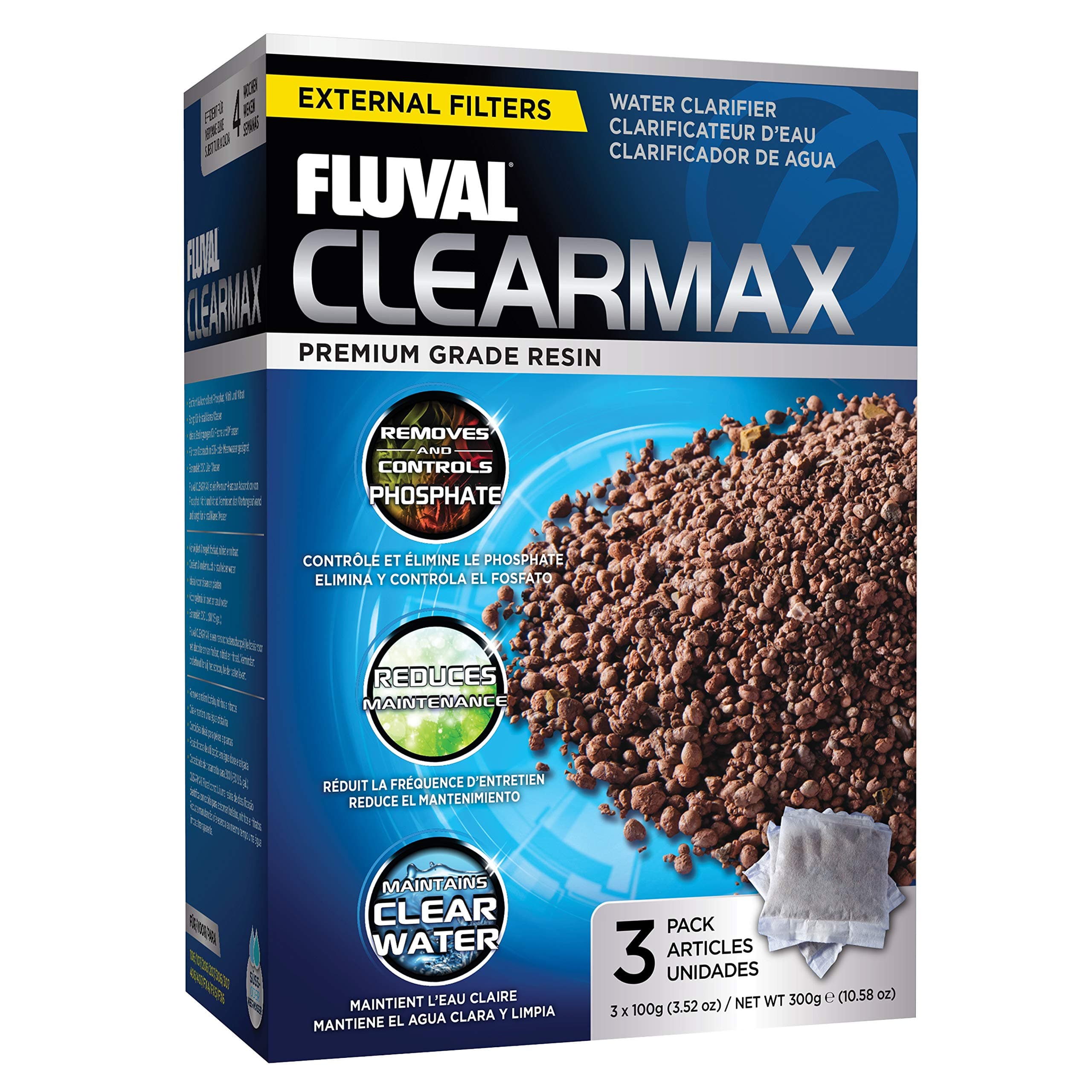 Fluval ClearMax Phosphate Remover, 100g Nylon Bags, 3-Pack