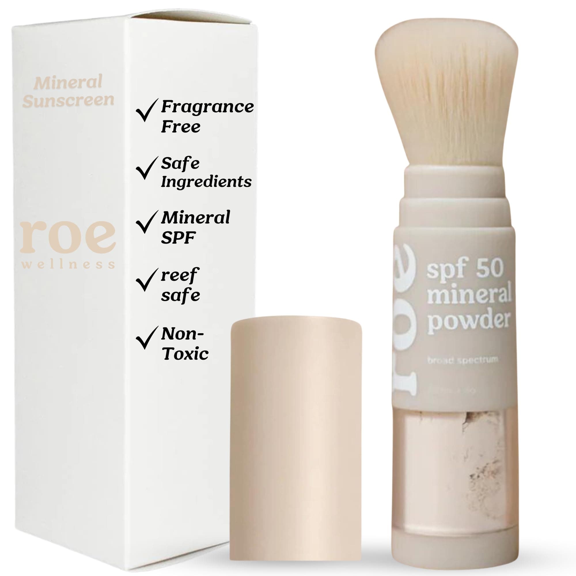 Roe Wellness Kids SPF 50 Reef-Friendly Brush-On Mineral Sunscreen Powder