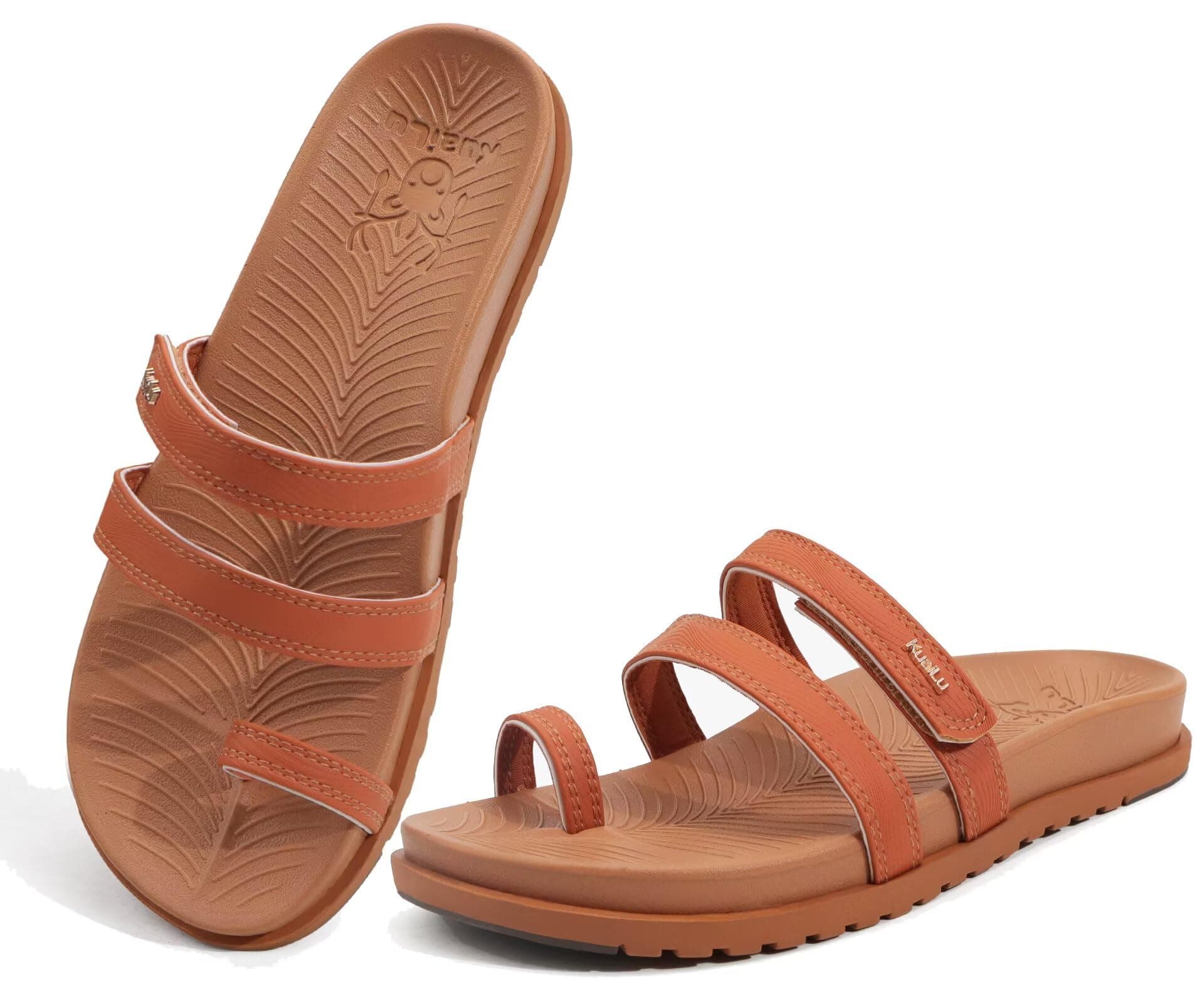 KuaiLu Adjustable Plantar Fasciitis Arch Support Slides for Women