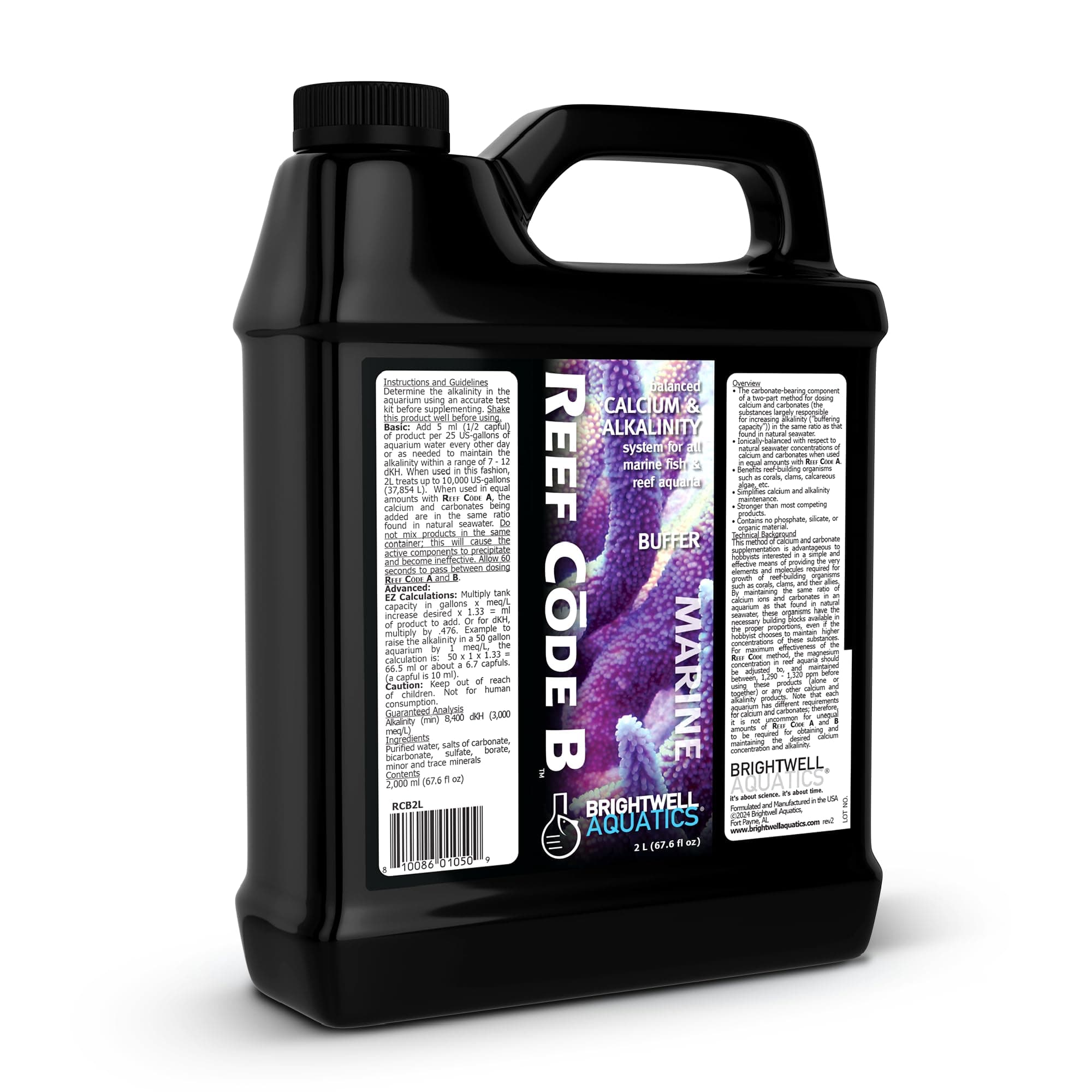 Brightwell Aquatics Reef Code B - Balanced Calcium & Alkalinity System - 67.6 fl oz