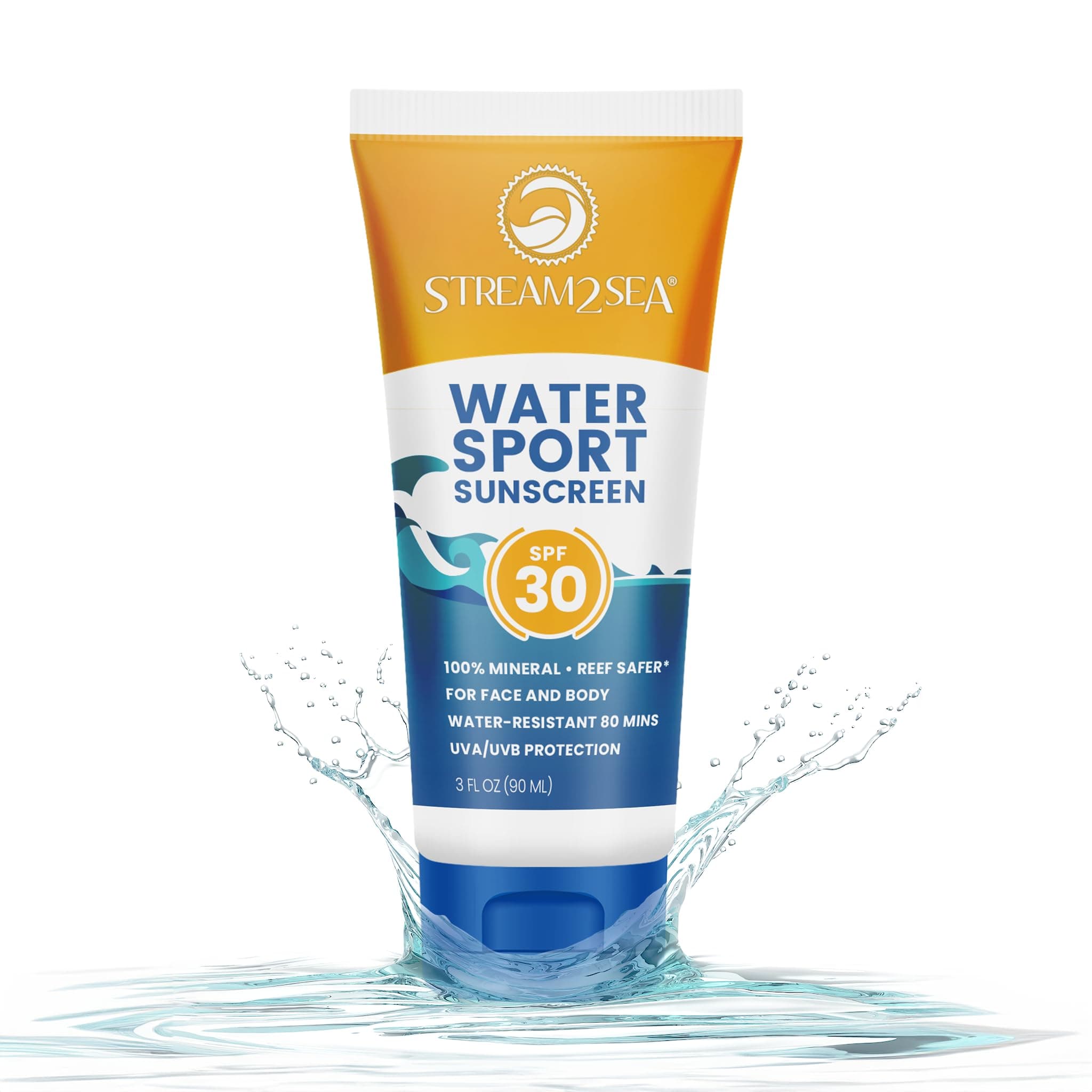Stream2Sea Biodegradable SPF 30 Sunscreen - Reef Safe, Non-Greasy & Moisturizing, 3 Fl oz