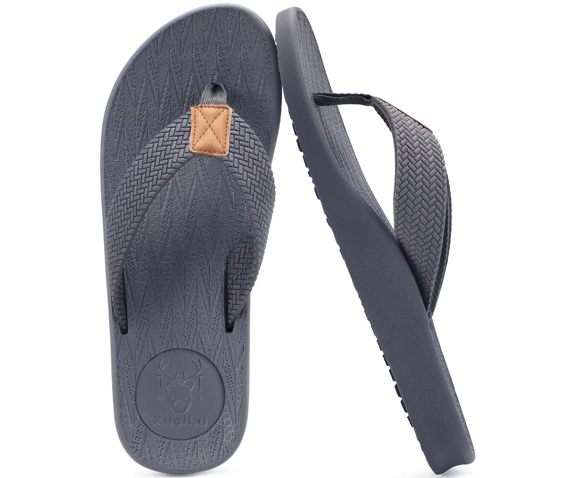 KuaiLu Mens Arch Support Summer Beach Flip FlopsComfortable Yoga Slippers